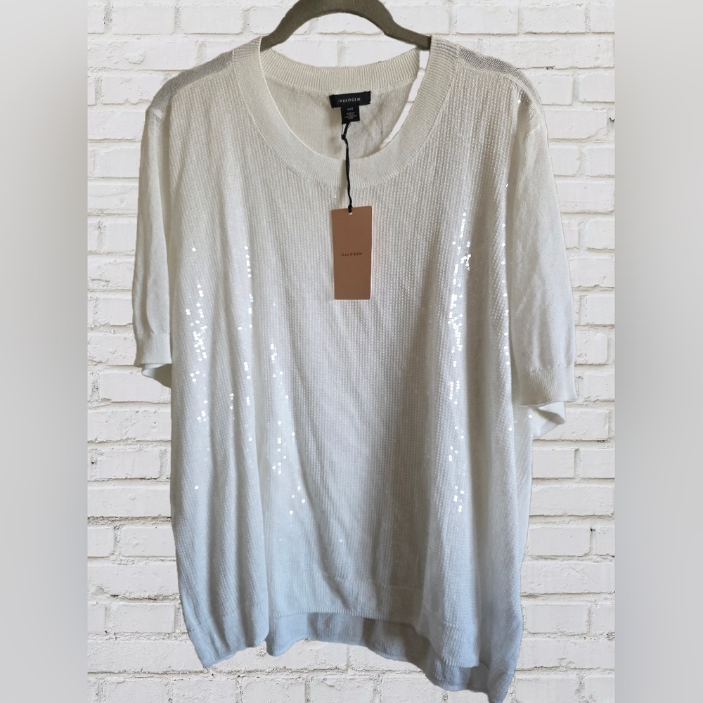 Halogen Sequin Short Sleeve Top 2️⃣